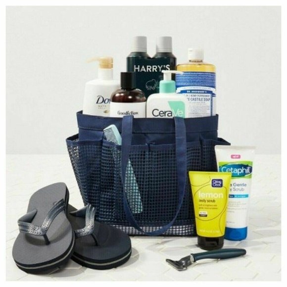 NWT Room Essentials Navy Blue Mesh Shower Caddy - Picture 7 of 11